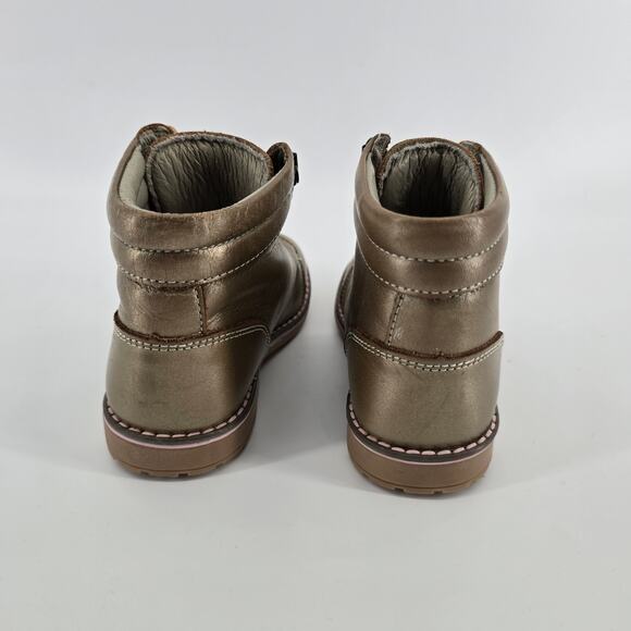 AndaNeNes Girls Bronze High Top Lace Up Leather Upper Cat & Flower Boots 10C - Picture 7 of 9